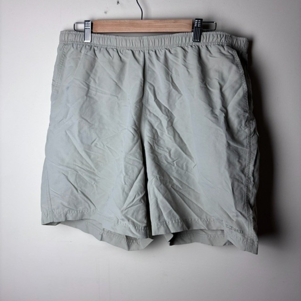 Mens L LL Bean Athletic Shorts Gray Supplex‎ Nylon Lined Hiking Classic Outdoor